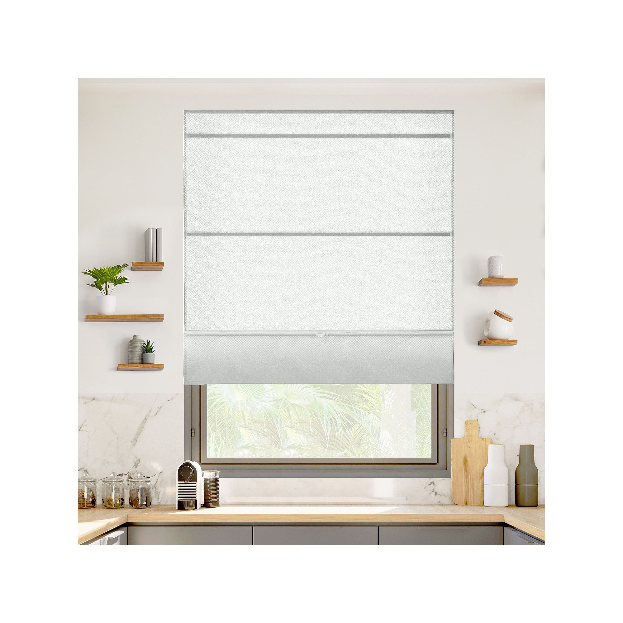 Chicology Cordless Magnetic Roman Shade, Runway Gray
