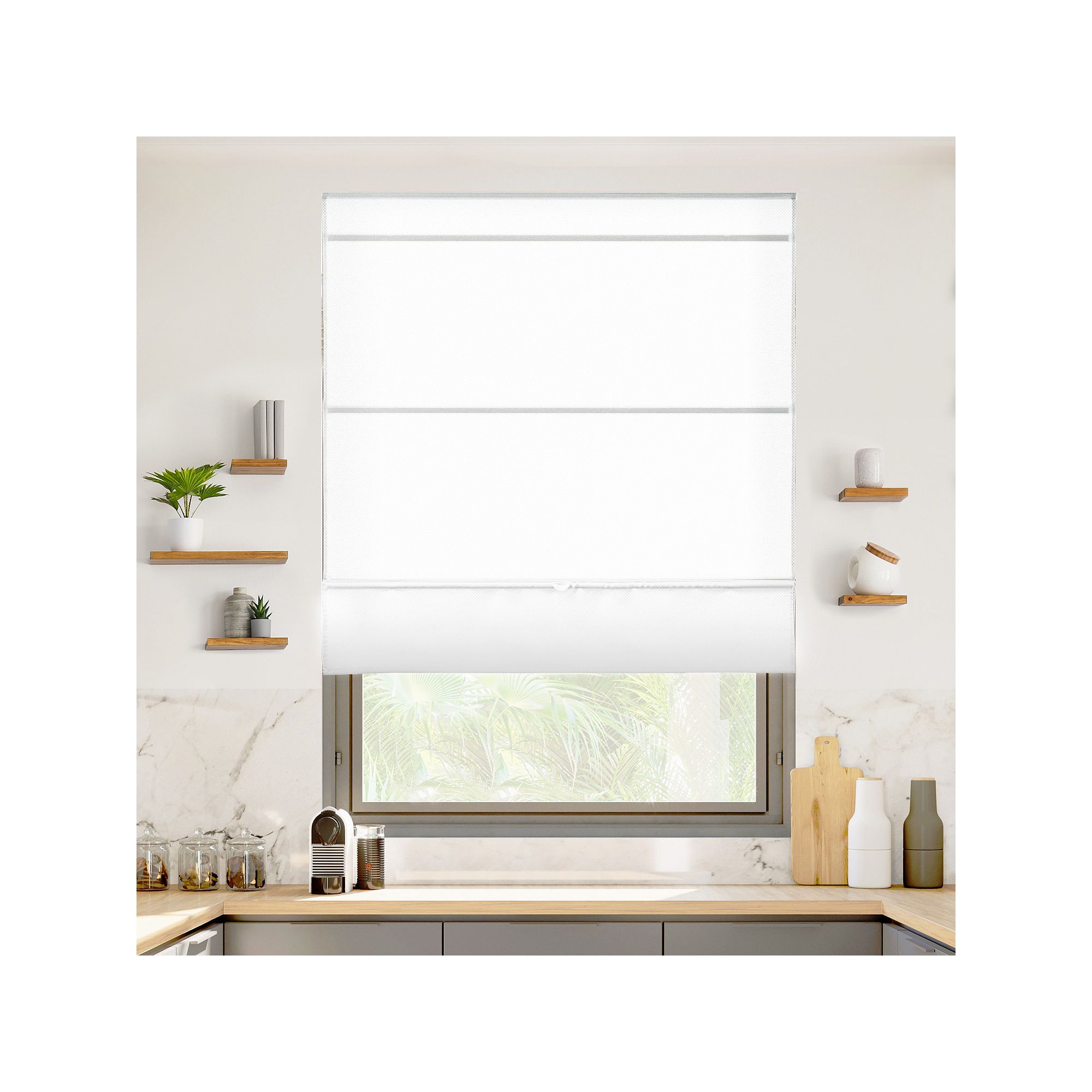 Chicology Cordless Magnetic Roman Shade, Runway White