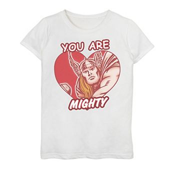 Girls 7-16 Marvel Thor You Are Mighty Heart Shaped Portrait Graphic Tee