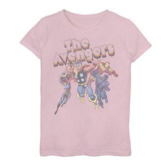 Girls 7-16 Marvel The Avengers Retro Style Group Shot Graphic Tee