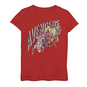 Girls 7-16 Marvel Avengers Ready For Action Group Shot Graphic Tee