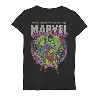 Girls 7-16 Marvel Avengers The Mighty World Of Marvel Group Shot Graphic Tee