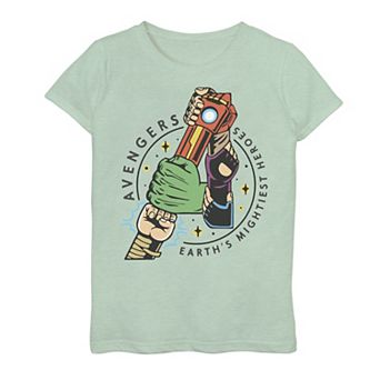 Girls 7-16 Marvel Avengers Lock Arms Chest Logo Graphic Tee