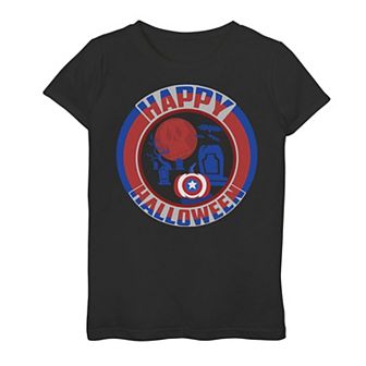 Girls 7-16 Marvel Captain America Shield Happy Halloween Graphic Tee