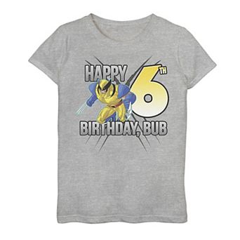 Girls 7-16 Marvel X-Men Wolverine Happy 6th Birthday Bub Graphic Tee