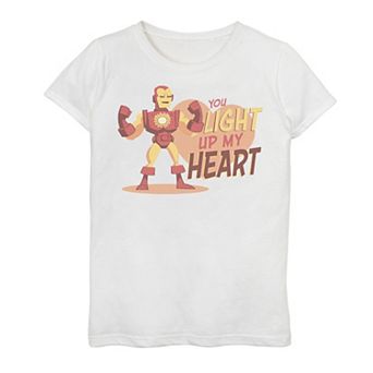 Girls 7-16 Marvel Iron Man You Light Up My Heart Text Graphic Tee