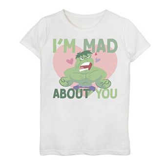Girls 7-16 Marvel Hulk I'm Mad About You Valentine Card Graphic Tee