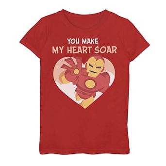 Girls 7-16 Marvel Iron Man You Make My Heart Soar Valentine Card Graphic Tee