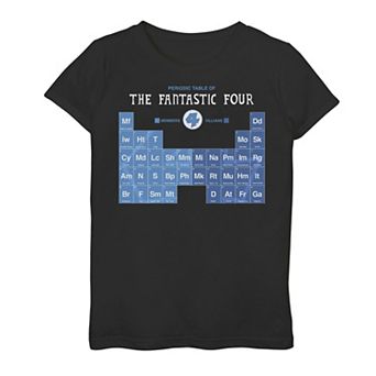 Girls 7-16 Marvel Fantastic Four Members And Villains Periodic Table Graphic Tee
