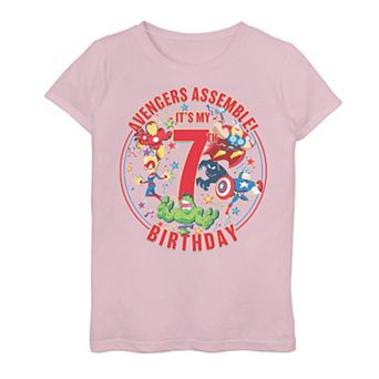 Girls 7-16 Marvel Avengers Assemble It's My 7th Birthday Graphic Tee