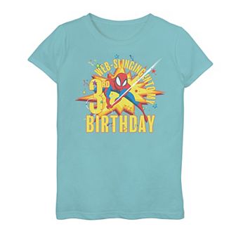 Girls 7-16 Marvel Spider-Man Web-Slinging To My 3rd Birthday Graphic Tee