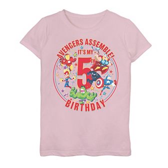 Girls 7-16 Marvel Avengers Assemble It's My 5th Birthday Graphic Tee
