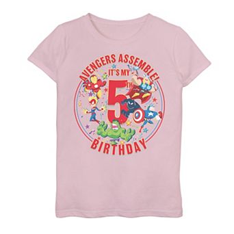 Girls 7-16 Marvel Avengers Assemble It's My 5th Birthday Graphic Tee