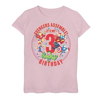 Girls 7-16 Marvel Avengers Assemble It's My 3rd Birthday Graphic Tee