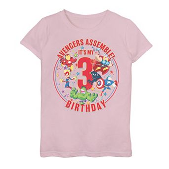 Girls 7-16 Marvel Avengers Assemble It's My 3rd Birthday Graphic Tee