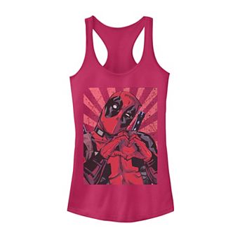 Juniors' Marvel Deadpool Closed Hand Heart Graphic Tank Top
