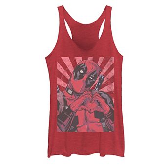 Juniors' Marvel Deadpool Closed Hand Heart Graphic Tank Top