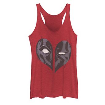 Juniors' Marvel Deadpool Heart Mask Valentine's Graphic Tank Top