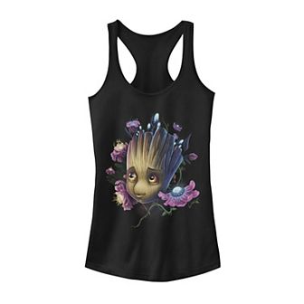 Juniors' Marvel Guardians Of The Galaxy Groot Flowers Tank Top
