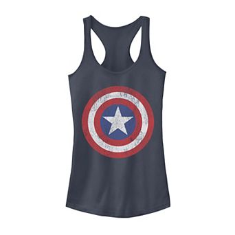 Juniors' Marvel Captain America Shield Logo Graphic Tank Top