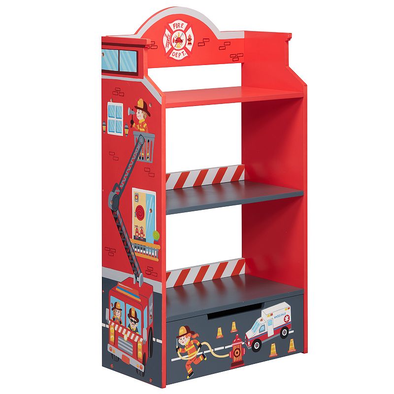 Kids Teamson Kids Little Fire Fighters 3-Shelf Bookcase, Red