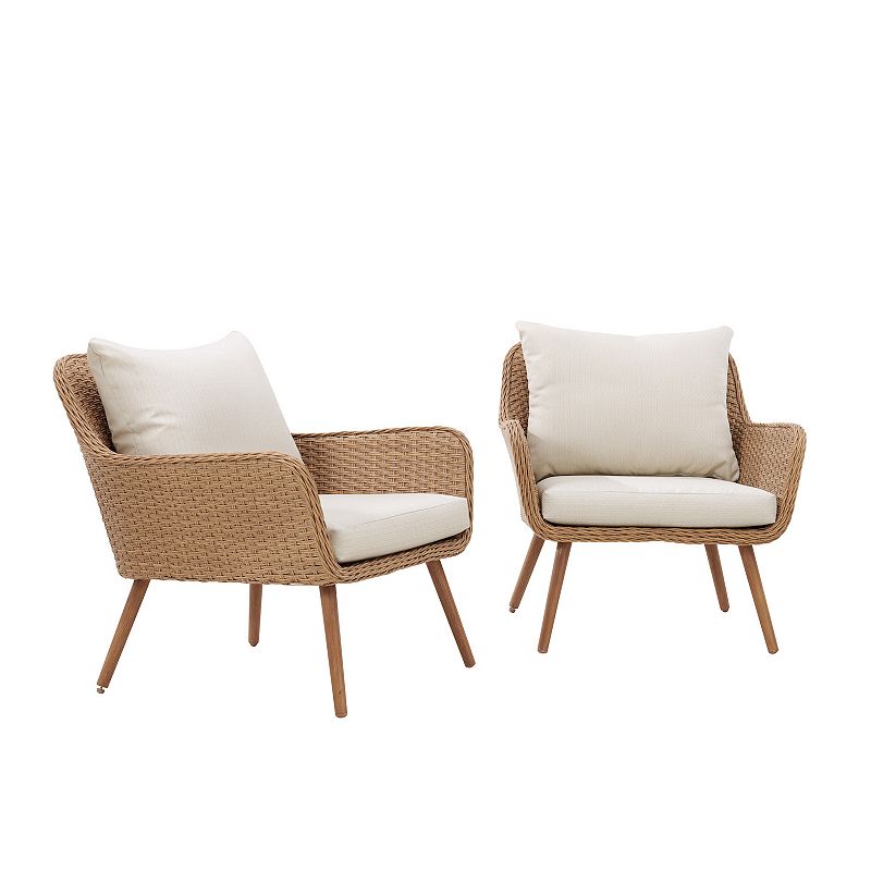 Crosley Landon Wicker Outdoor Chair 2-piece Set, Beig/Green