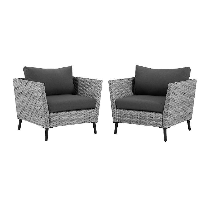 Richland 2pk Outdoor Wicker Armchairs - Charcoal - Crosley