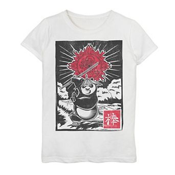 Girls 7-16 Kung Fu Panda Master Po Action Pose Woodcut Poster Graphic Tee