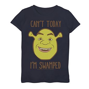 Girls 7-16 Shrek Face Can't Today I'm Swamped Graphic Tee