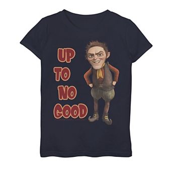 Girls 7-16 Shrek Rumpelstiltskin Up To No Good Text Poster Graphic Tee