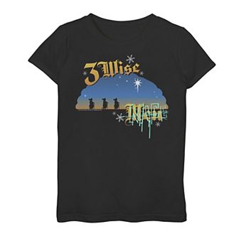Girls 7-16 Shrek 3 Wise Mice Sunset Holiday Text Poster Graphic Tee