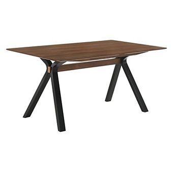 Armen Living Laredo 63 in Mid-Century Modern Walnut Wood Dining Table