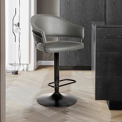 Armen Living Brody Faux-Leather Swivel Barstool