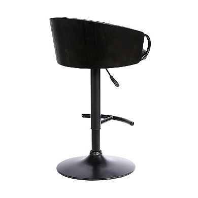 Armen Living Montego Adjustable Black Faux-Leather Swivel Barstool