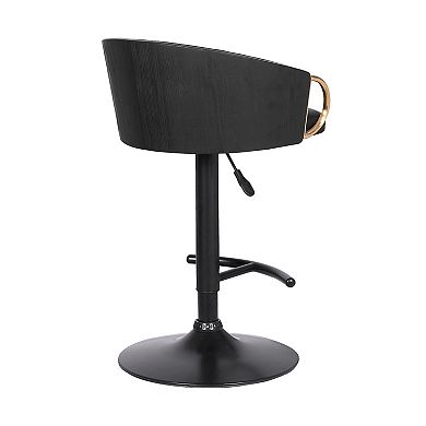 Armen Living Solstice Adjustable Black Faux-Leather Swivel Barstool