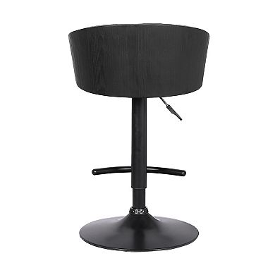 Armen Living Solstice Adjustable Black Faux-Leather Swivel Barstool