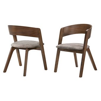 Armen Living Jackie 2 pc Mid-Century Upholstered Dining Chair Set