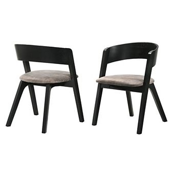 Armen Living Jackie 2 pc Mid-Century Upholstered Dining Chair Set