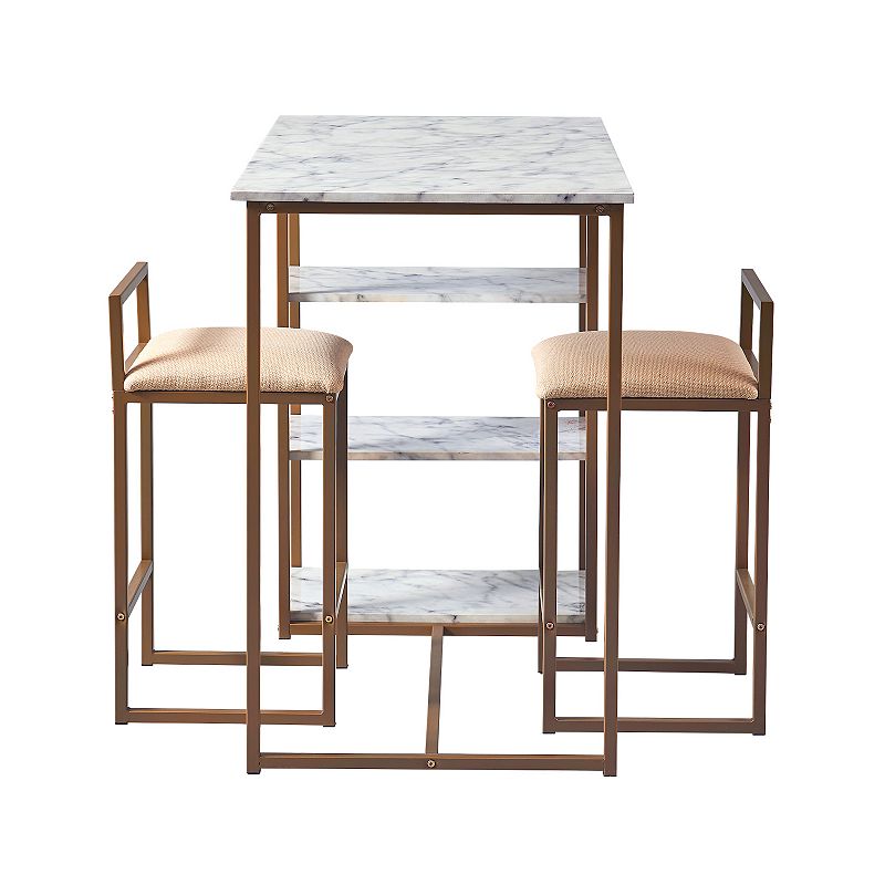 Teamson Home Marmo Dining Table 3-piece Set, White