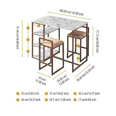 Teamson Home Marmo Dining Table 3-piece Set