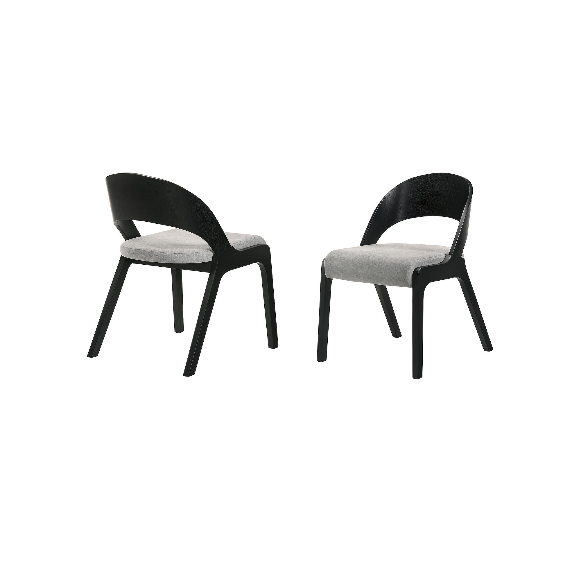 Armen Living Polly 2-Piece Mid-Century Upholstered Dining Chair Set, Gray B