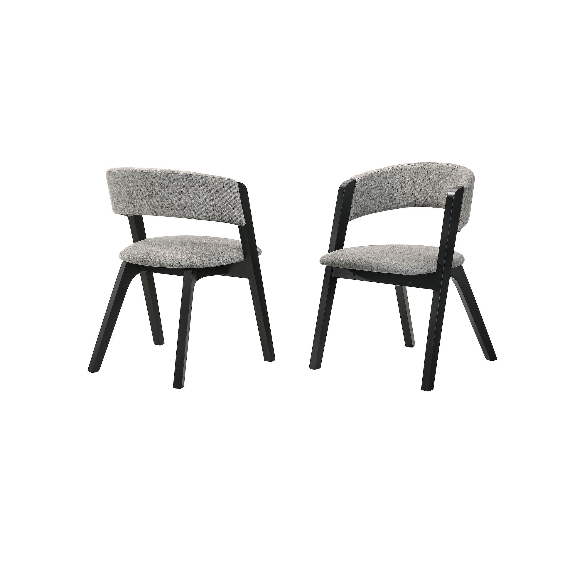Armen Living Rowan 2-Piece Upholstered Dining Chair Set, Gray Black