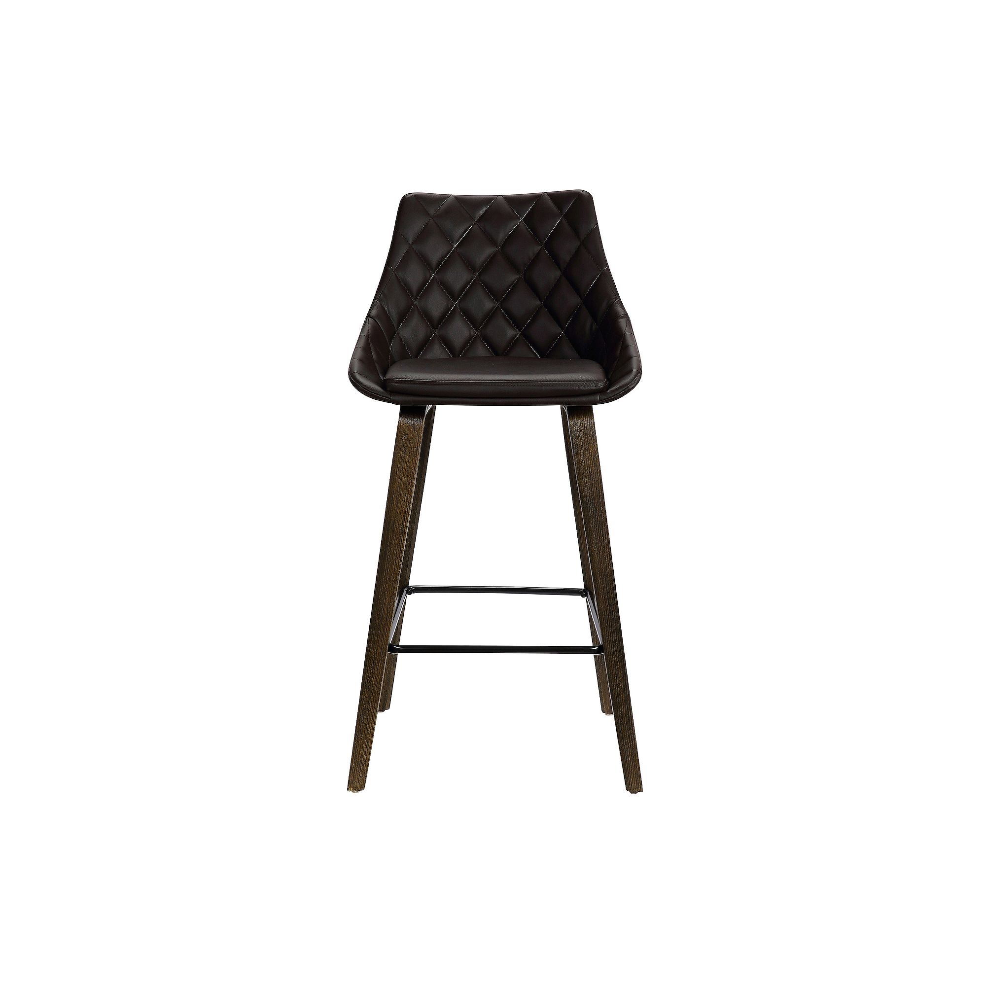 Armen Living Dani Faux-Leather Barstool, Black Brown