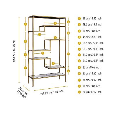 Teamson Home Marmo Large 5-Tier Faux-Marble Display Shelf