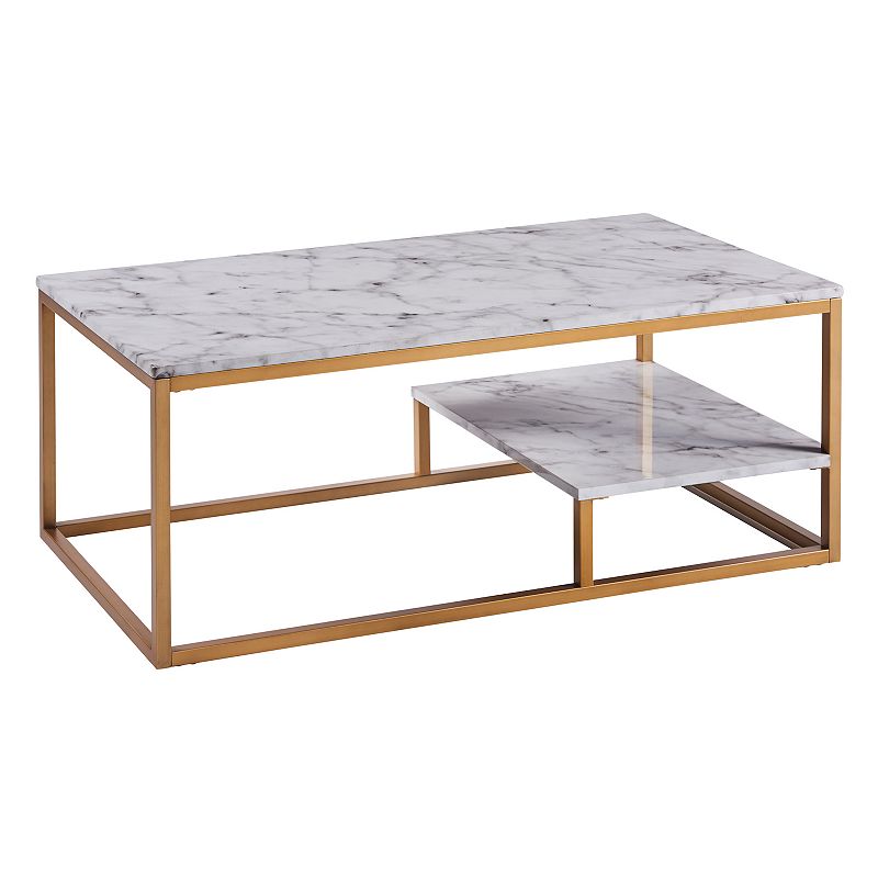 Teamson Home Marmo Faux-Marble Coffee Table, White