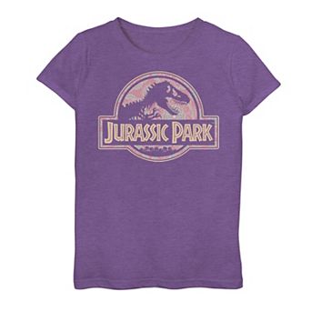 Girls 7-16 Jurassic Park Floral Mandala Circle Logo Graphic Tee