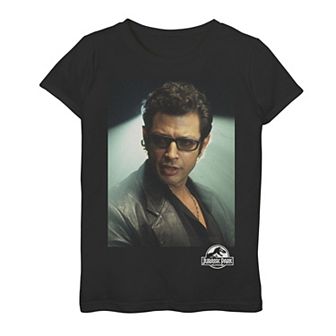 Girls 7-16 Jurassic Park Ian Malcolm Head Shot Photo Graphic Tee