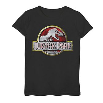 Girls 7-16 Jurassic Park Chrome Logo Graphic Tee