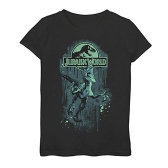 Girls 7-16 Jurassic World Raptor Paint Splatter Title Logo Graphic Tee