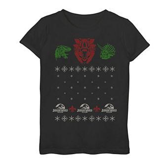 Girls 7-16 Jurassic World T-Rex Raptor Ugly Sweater Graphic Tee
